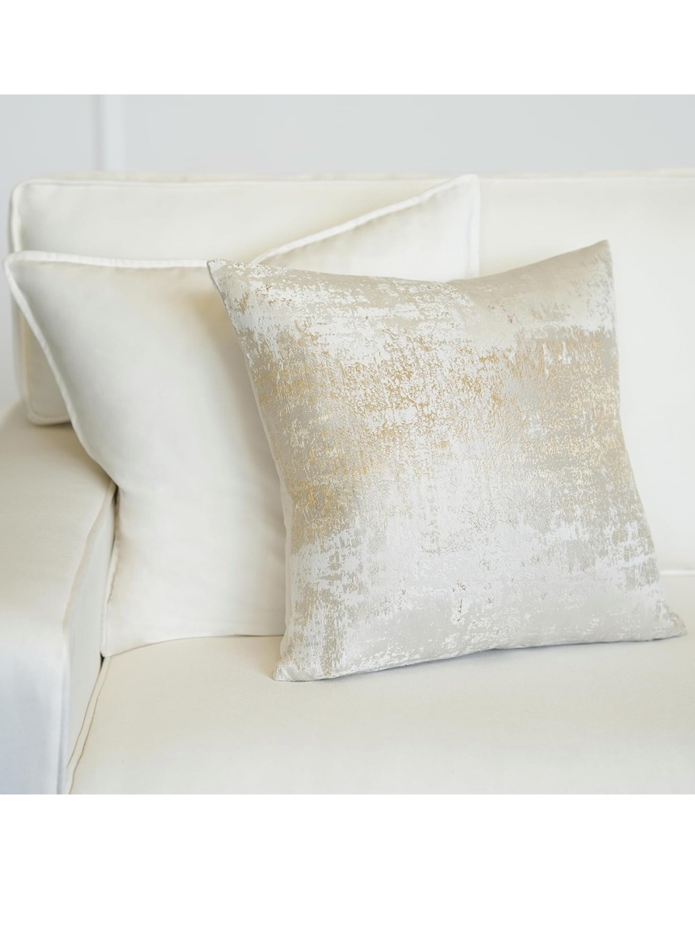 8 of THE -TINOART Cream Champagne Metallic Jacquard Throw Pillow Cover 18x18